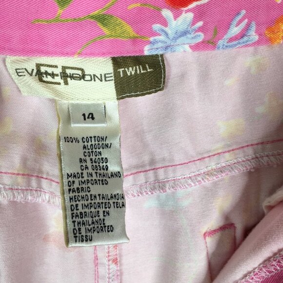 Evan Picone Pink Floral twill pants 14 Hemmed - Picture 3 of 7